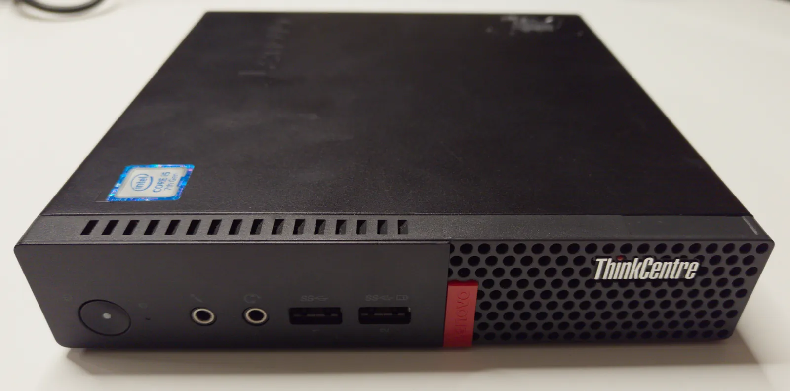 The new server, a Lenovo ThinkCentre M710q Tiny, from the front