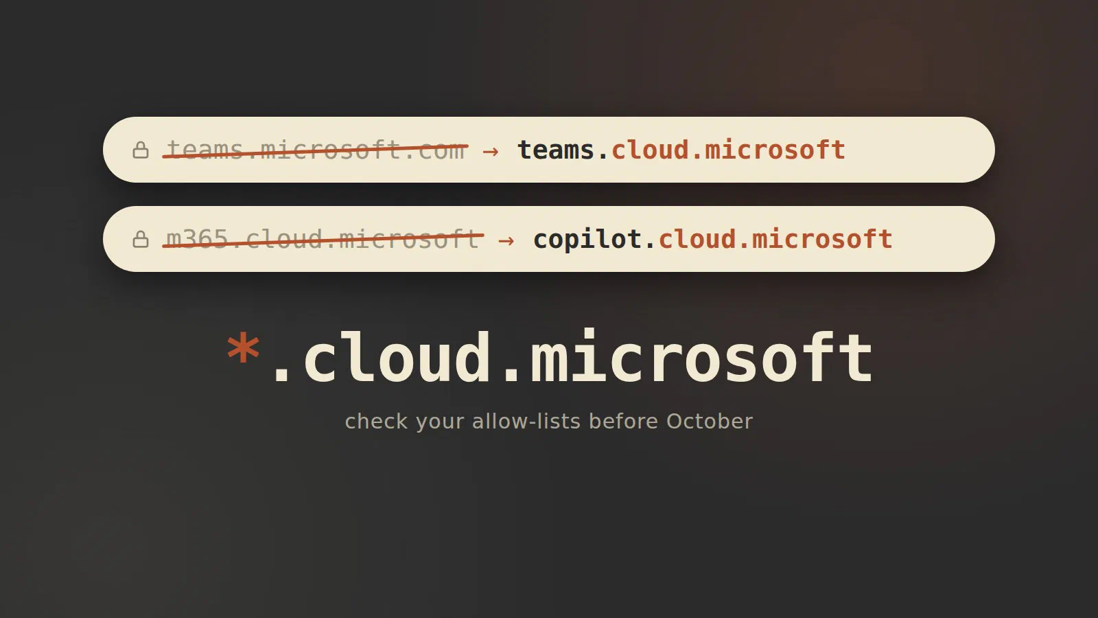 Teams and Copilot are moving to cloud.microsoft: check your allow-lists before October